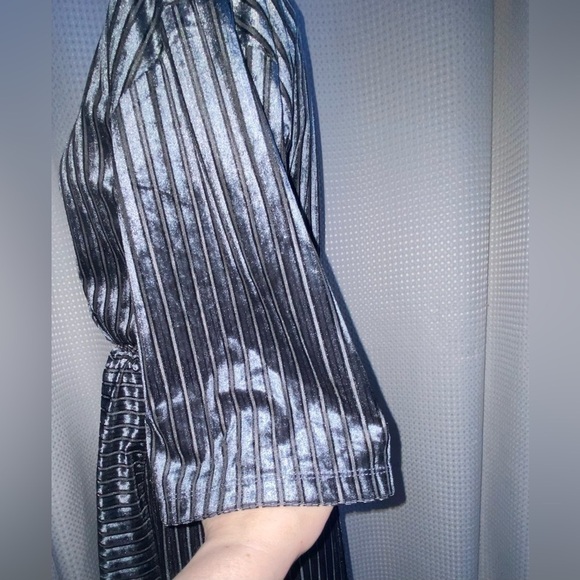 Women’s ZARA metallic ribbed velour wide legs and‎ sleeves Jumpsuit Sz small - Picture 3 of 13